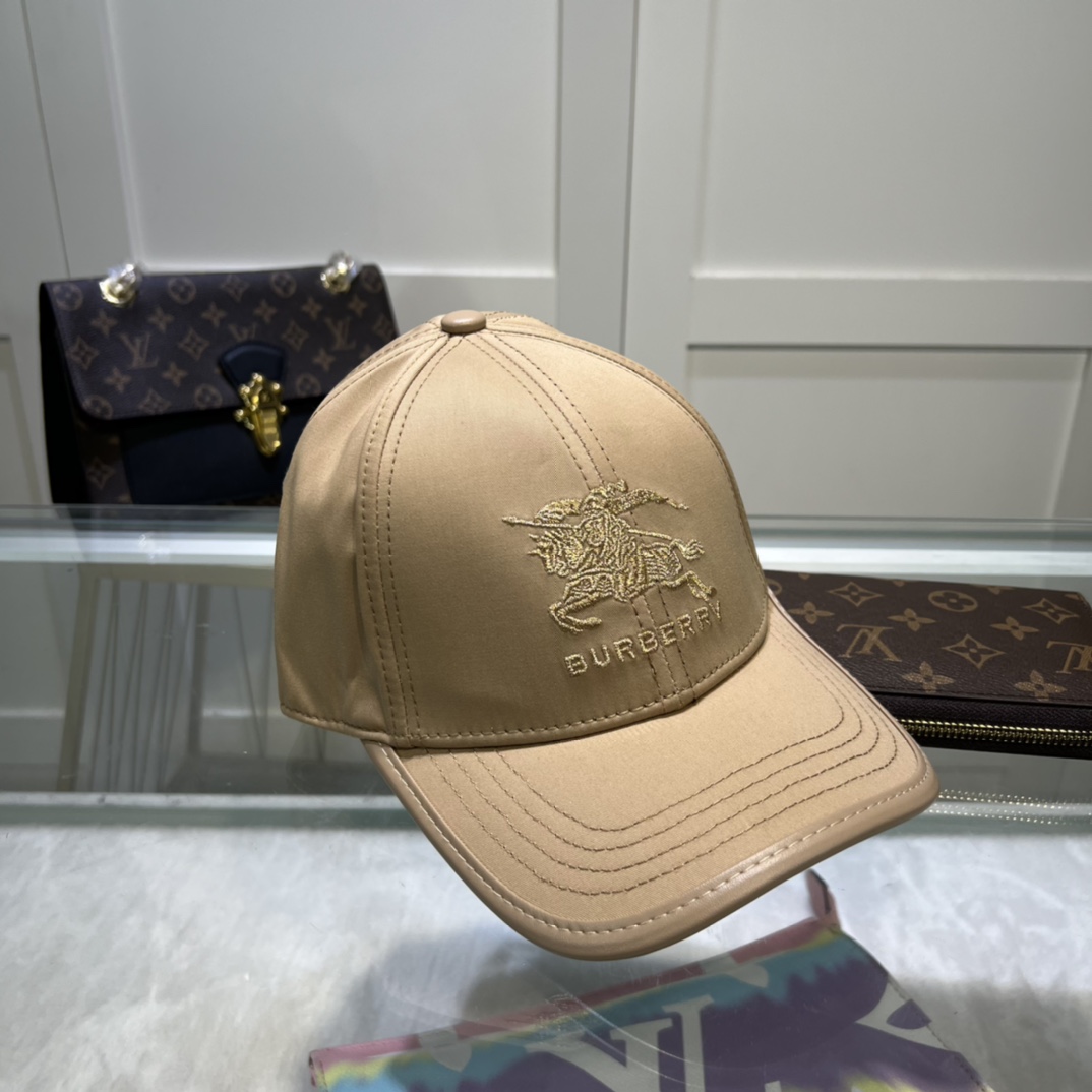 Burberry Monogram Motif Icon Stripe Cotton Baseball Cap Beige - Soul Replicas