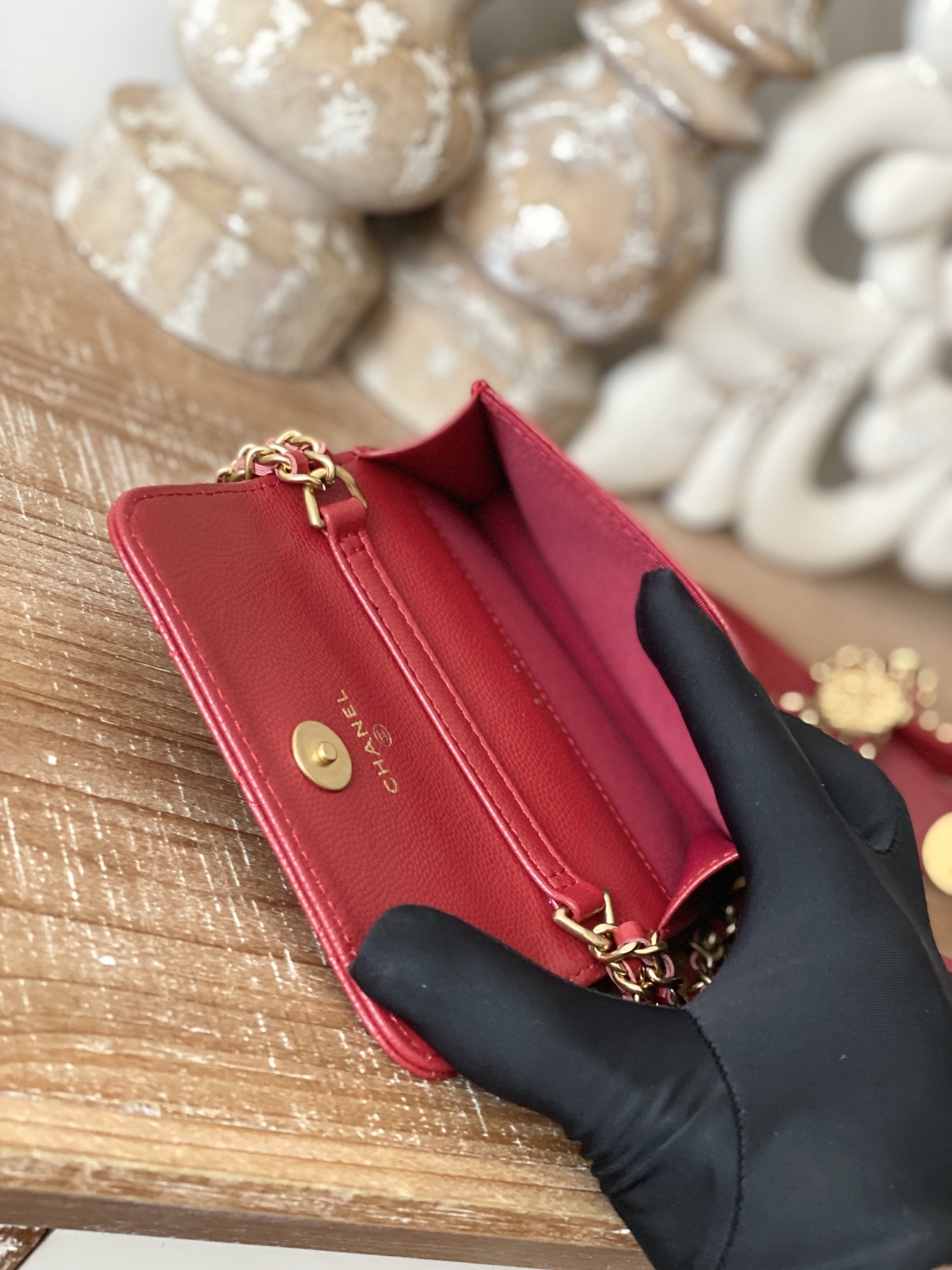 Chanel Clutch With Chain Red For Women. Women-s Bags 4.8in/12.3cm - Soul Replicas