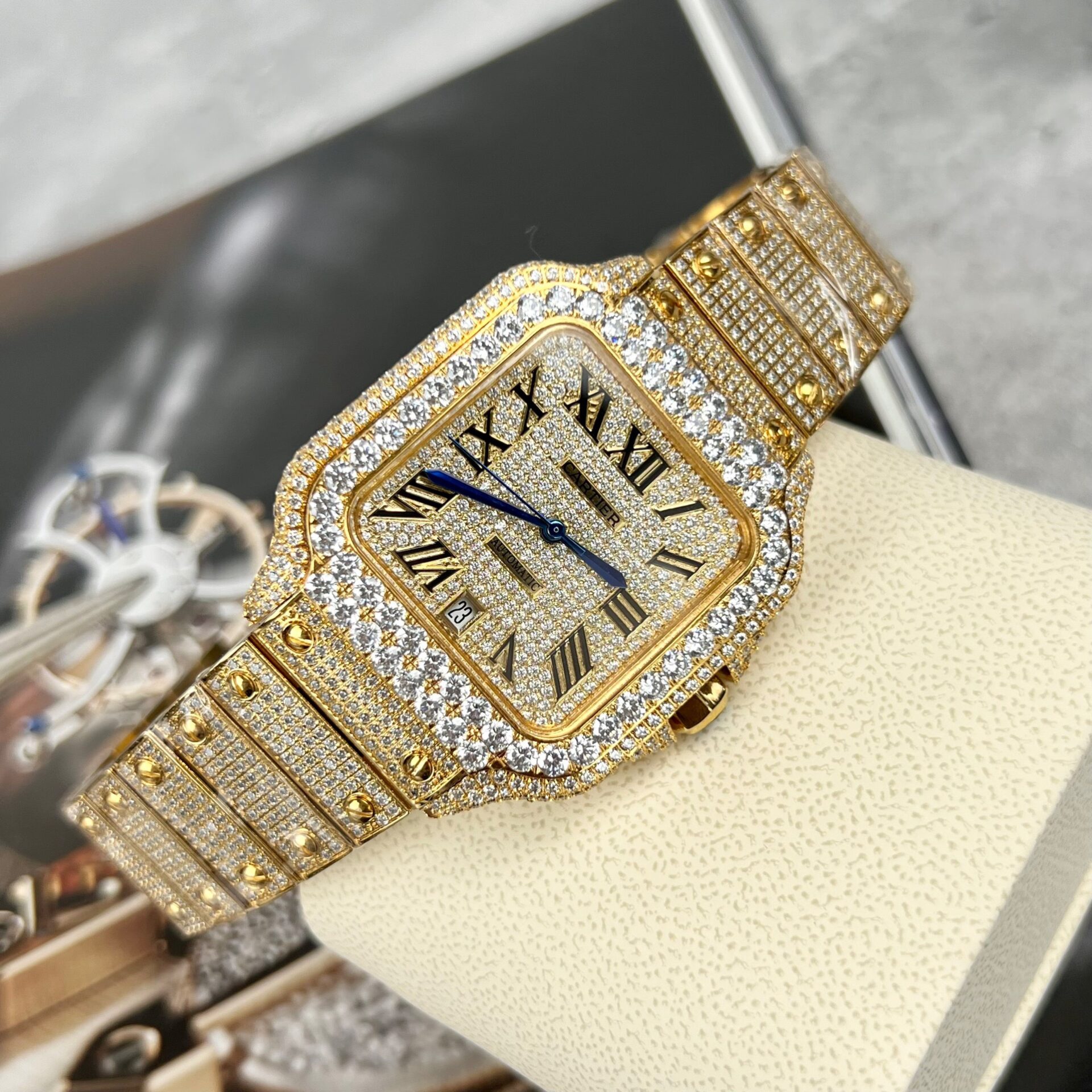 Cartier Santos Replica 1:1 Watch With Stone BV Factory 39.8mm - Soul Replicas