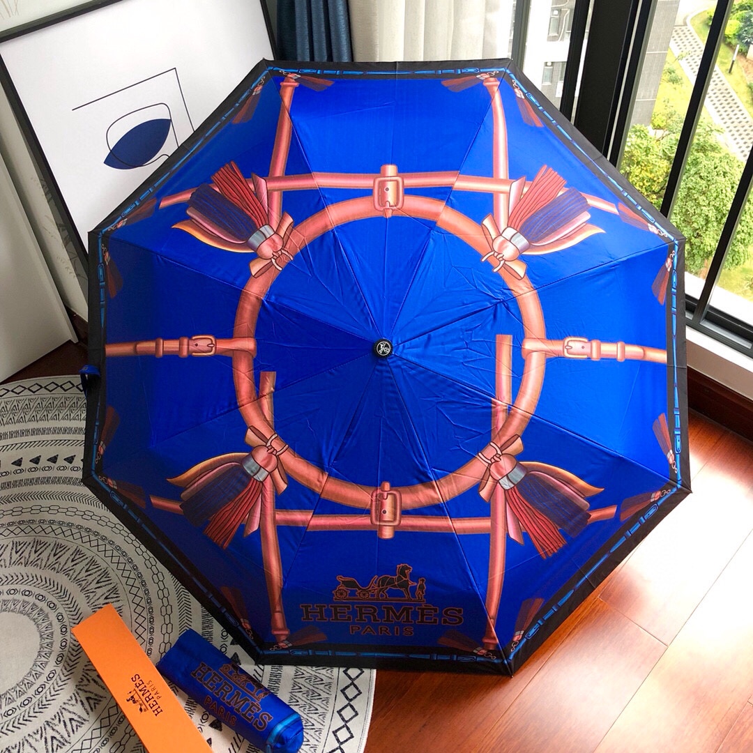 Hermes Pluie De H Folding Umbrella Blue - Soul Replicas