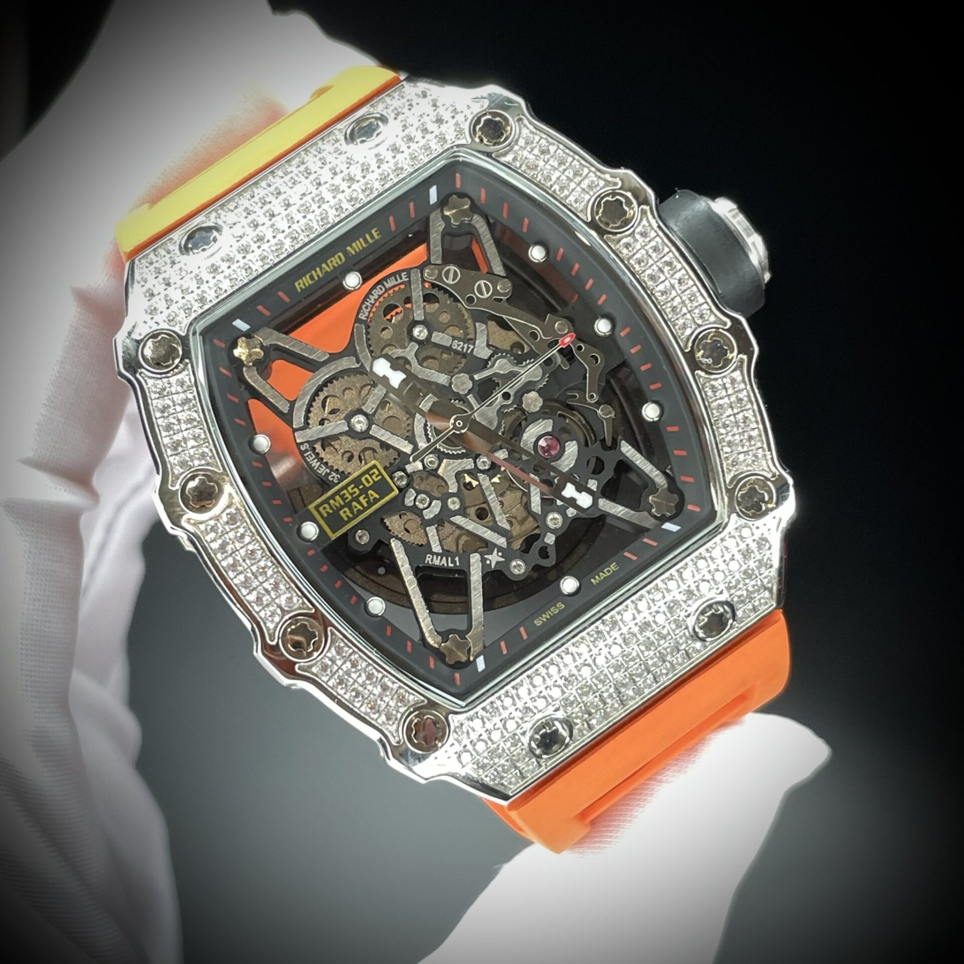 Richard Mille RM35-02 Fake Watch Orange Rubber Strap 44mm - Soul Replicas