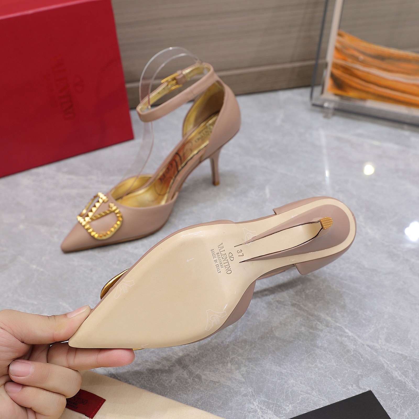 Valentino Garavani Rockstud Alcove Pumps Light Pink For Women - Soul Replicas