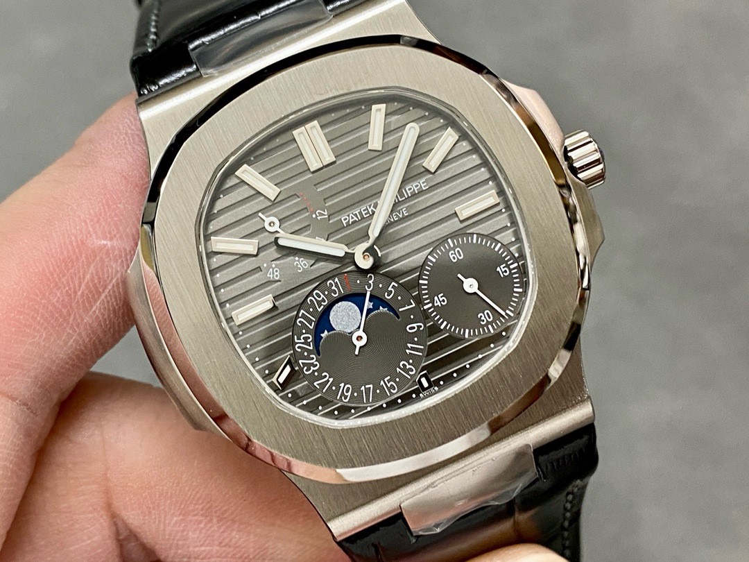 Patek Philippe Best Replica Watch Nautilus 5712 Gray Dial Leather Strap PPF 40mm - Soul Replicas