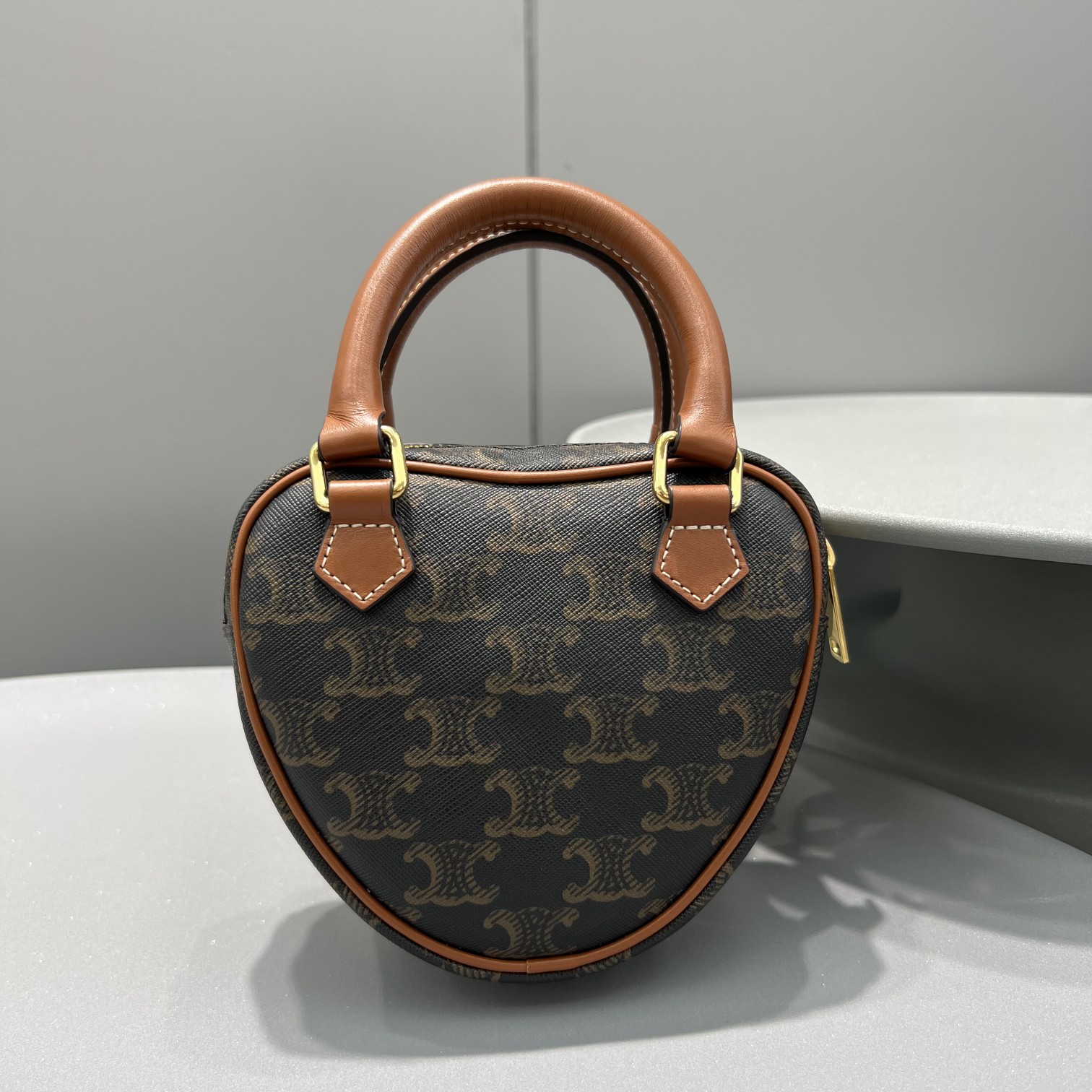 Celine Medium Celine Heart In Triomphe Canvas Brown For Women 6in/14.5cm 198222BZJ.04LU - Soul Replicas