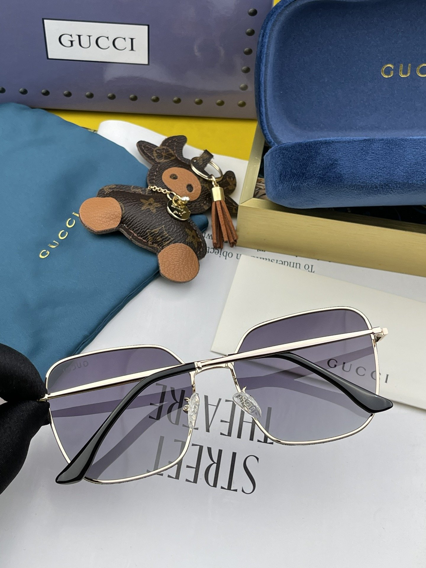 Gucci Silver Color Frame Black Lenses Sunglasses - Soul Replicas