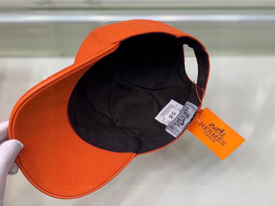 Hermes Davis H Primavera Cap Orange Hermes Cap - Soul Replicas