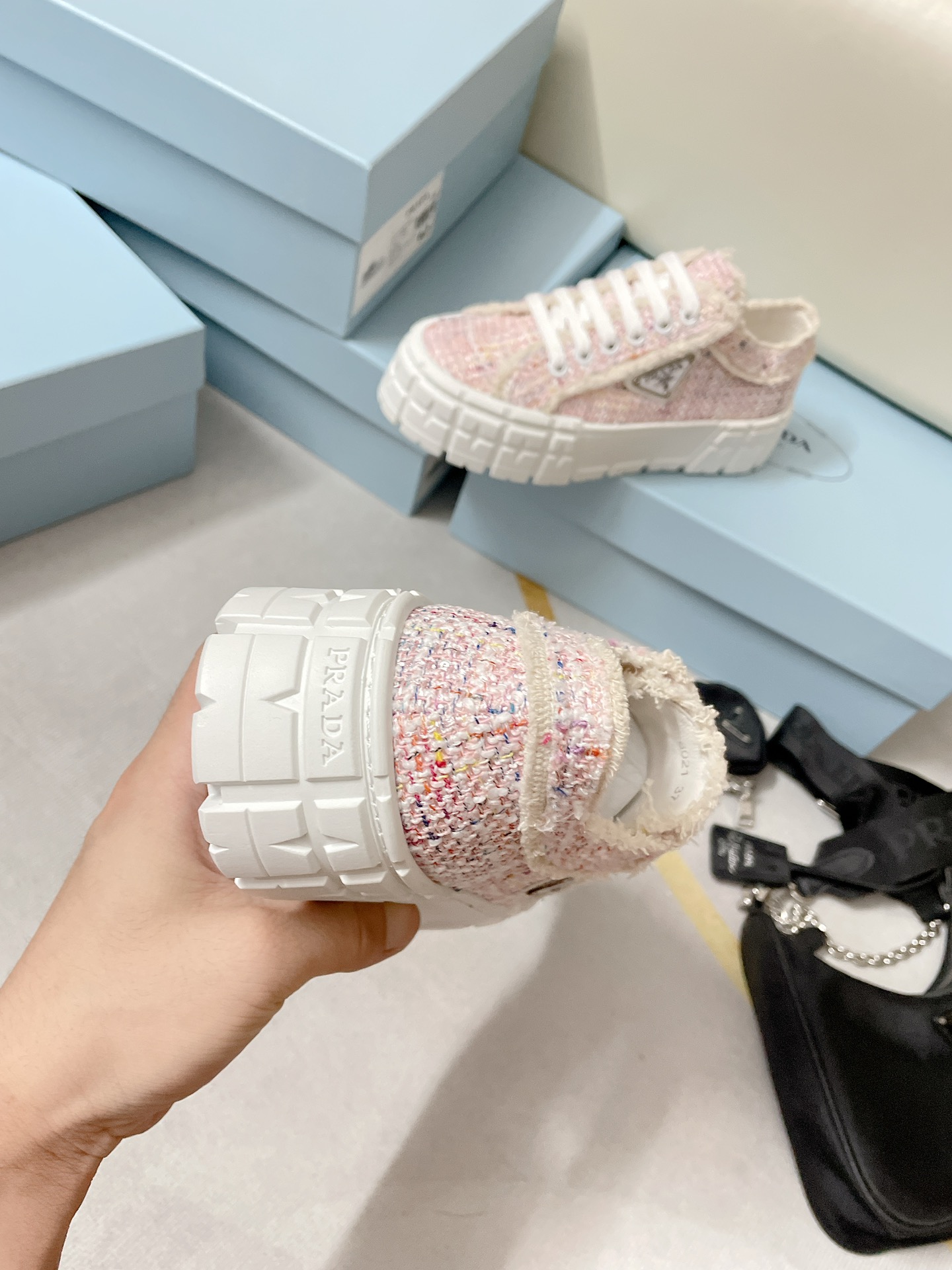 Prada Double Wheel Gabardine Sneakers Pink For Women 2in/50mm Prada - Soul Replicas