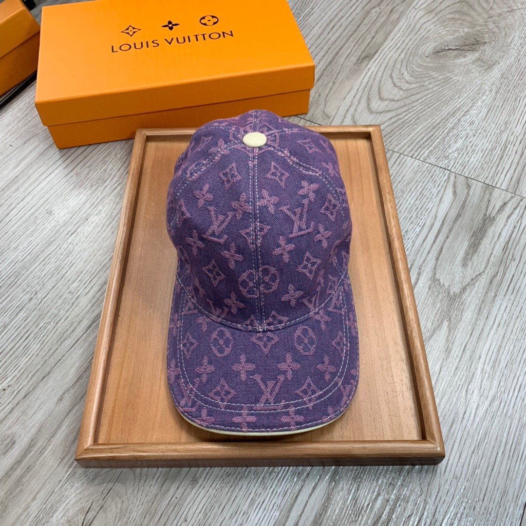 Louis Vuitton Monogram Jacquard Denim Cap Dark Purple LV Cap - Soul Replicas
