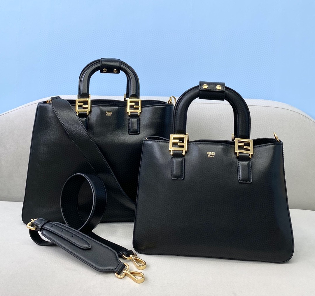 Fendi Small FF Tote Shoulder Black Bag For Woman 30cm/12in - Soul Replicas
