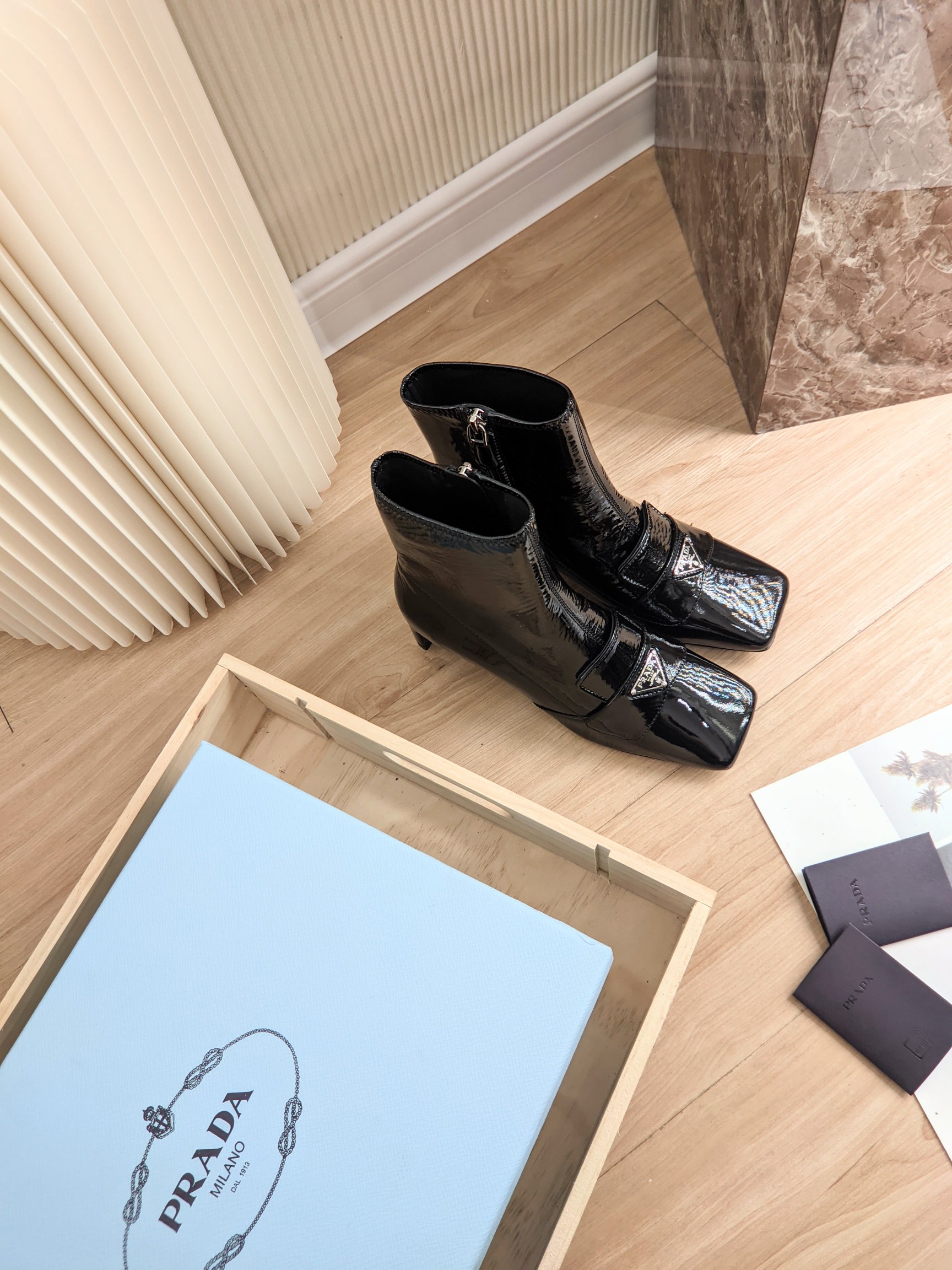 Prada Patent Ankle Boots Black For Women 2in/50mm Prada 1T293MF0553LBKF0002 - Soul Replicas