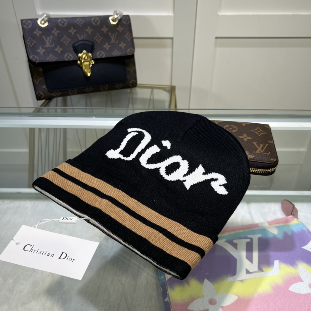 Dior Pompom Beanie In Black - Soul Replicas