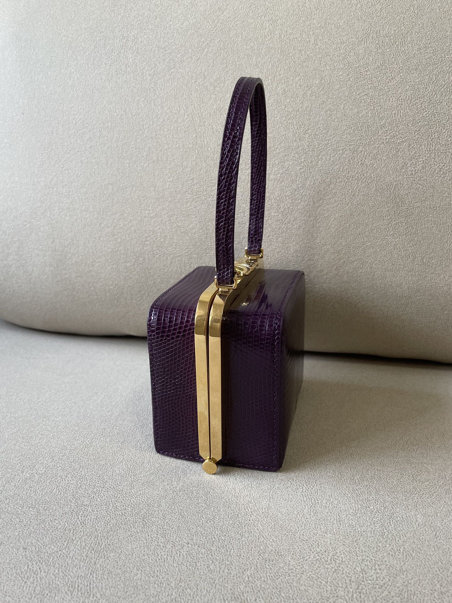Celine Triomphe Minaudiere In Lizard Violet For Women 4in/10cm - Soul Replicas