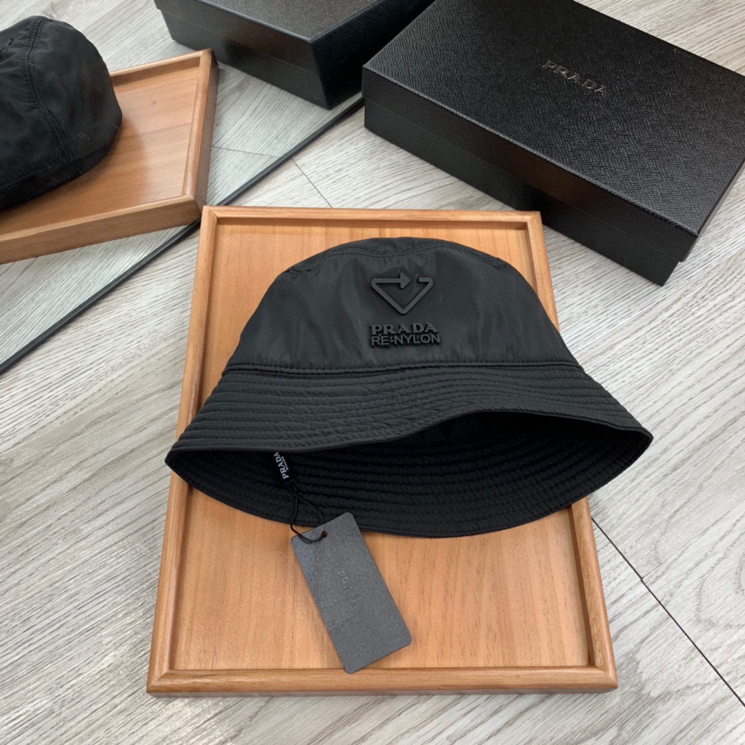 Prada Re-Nylon Bucket Hat Black Prada Hat 1HC137_2DMI_F0002 - Soul Replicas