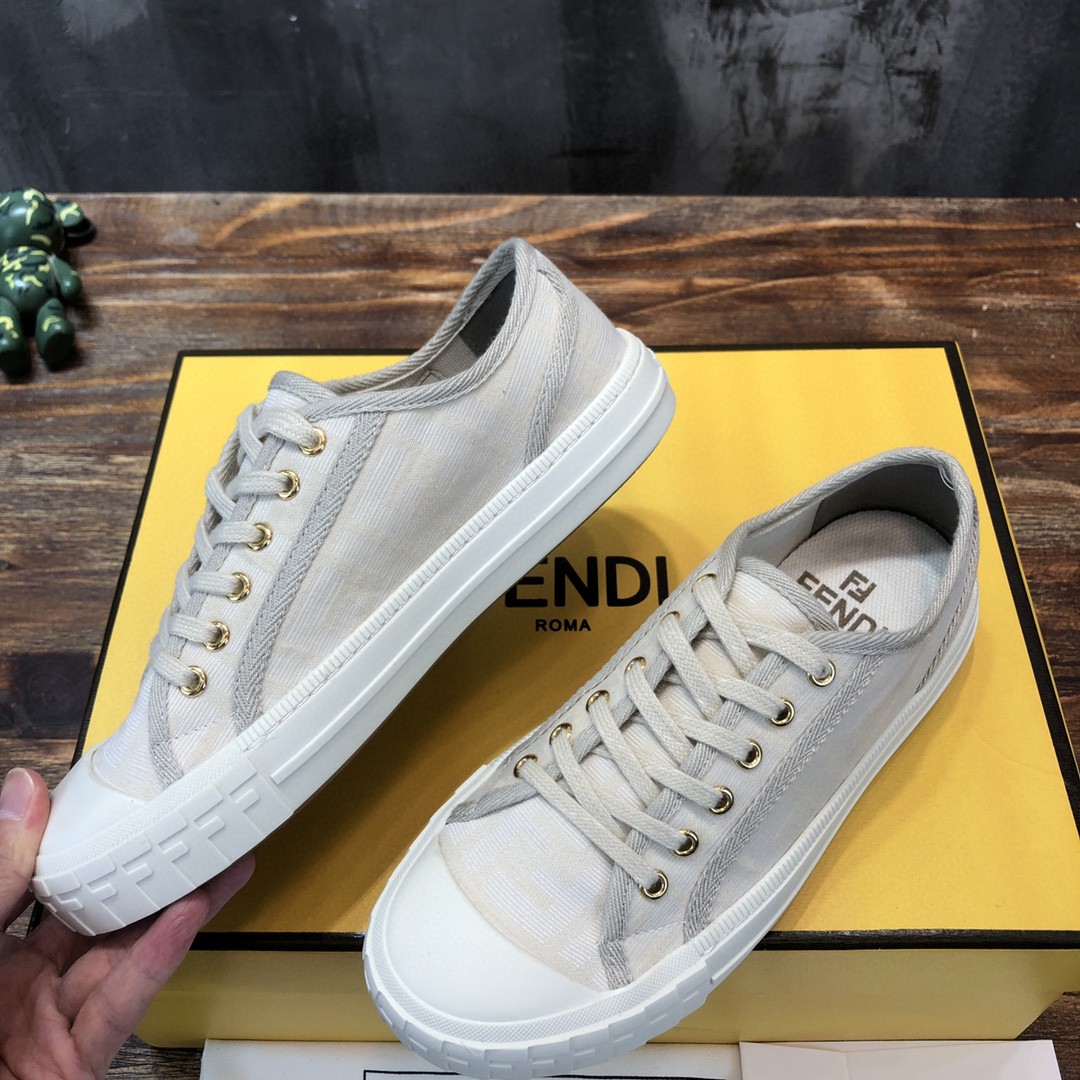 Fendi Domino Fabric Sneakers Grey For Women - Soul Replicas