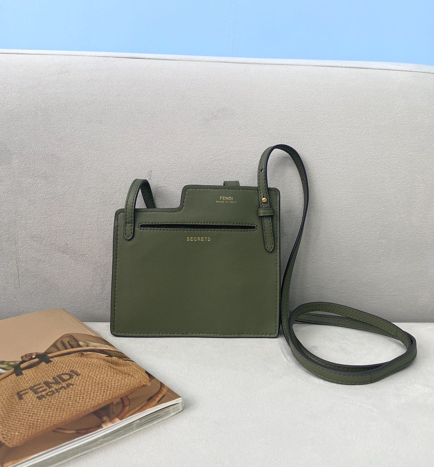Fendi Bustine 2 Pockets Mini Olive Bag For Woman 16cm/6in - Soul Replicas