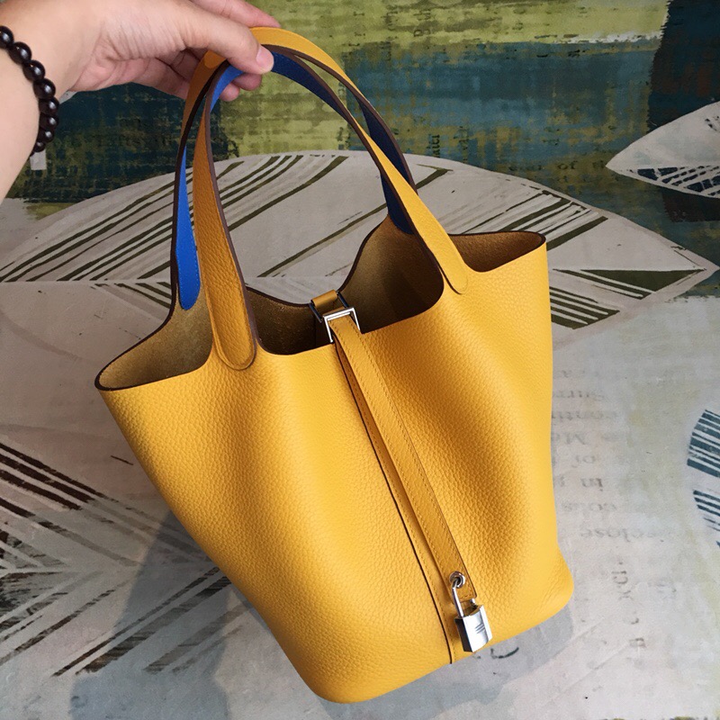 Hermes Picotin Lock 18 Yellow Clemence Palladium Hardware For Women 7.5in/19cm - Soul Replicas