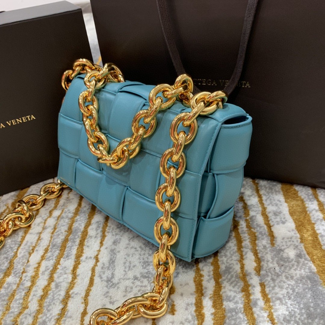Bottega Veneta Chain Cassette Bag For Women 10.2in/26cm In Light Blue - Soul Replicas
