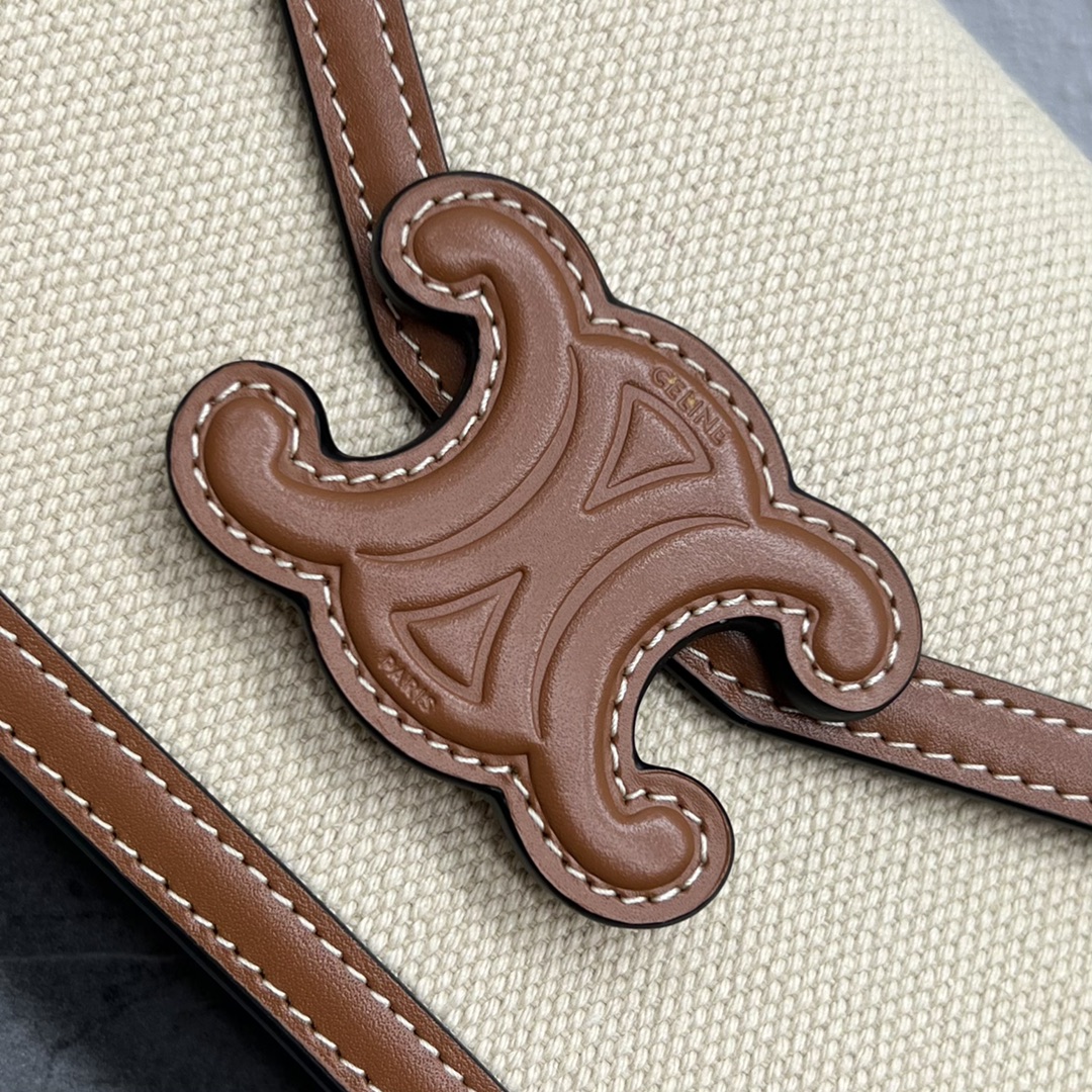 Celine Wallet On Chain Triomphe In Textile Natural / Tan For Women 7in/19cm 10J972DB2.02NT - Soul Replicas