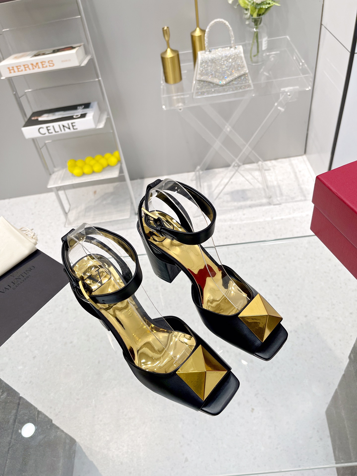 Valentino Garavani One Stud Sandal With Maxi Stud Embellishment Black For Women XW0S0EI6CYII16 - Soul Replicas