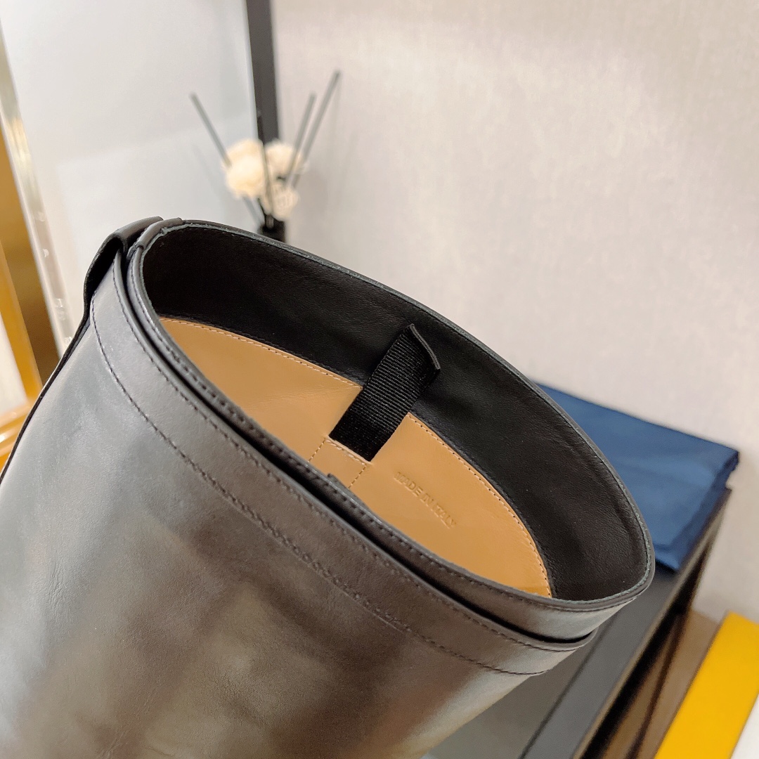 Prada 30 Logo-Embossed Knee Boots Black For Women Prada  - Soul Replicas