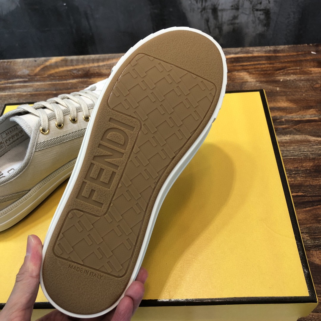 Fendi Domino Fabric Sneakers Grey For Women - Soul Replicas