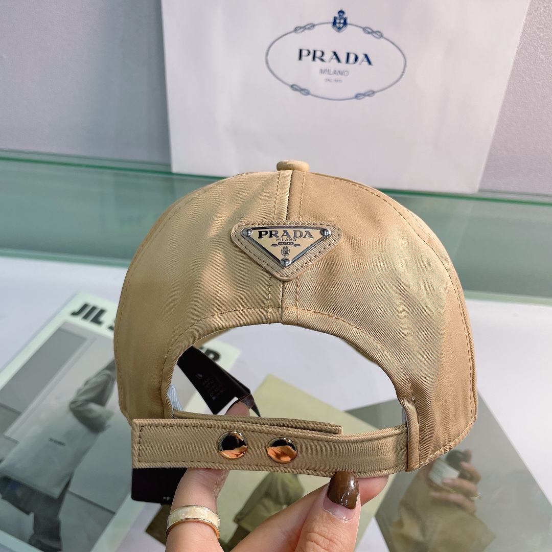 Prada Drill Baseball Cap Beige Prada Cap - Soul Replicas