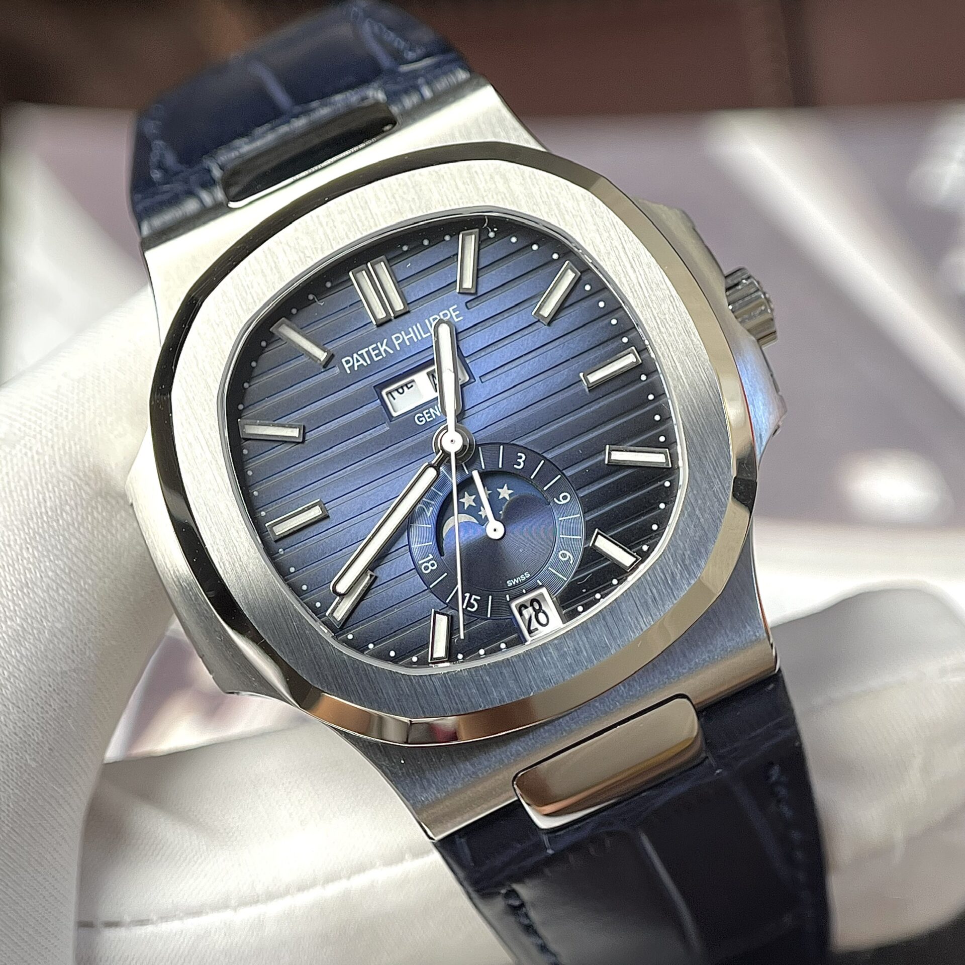 Patek Philippe Best Replica Watch Nautilus 5726G Blue Leather Strap PPF 40.5mm - Soul Replicas