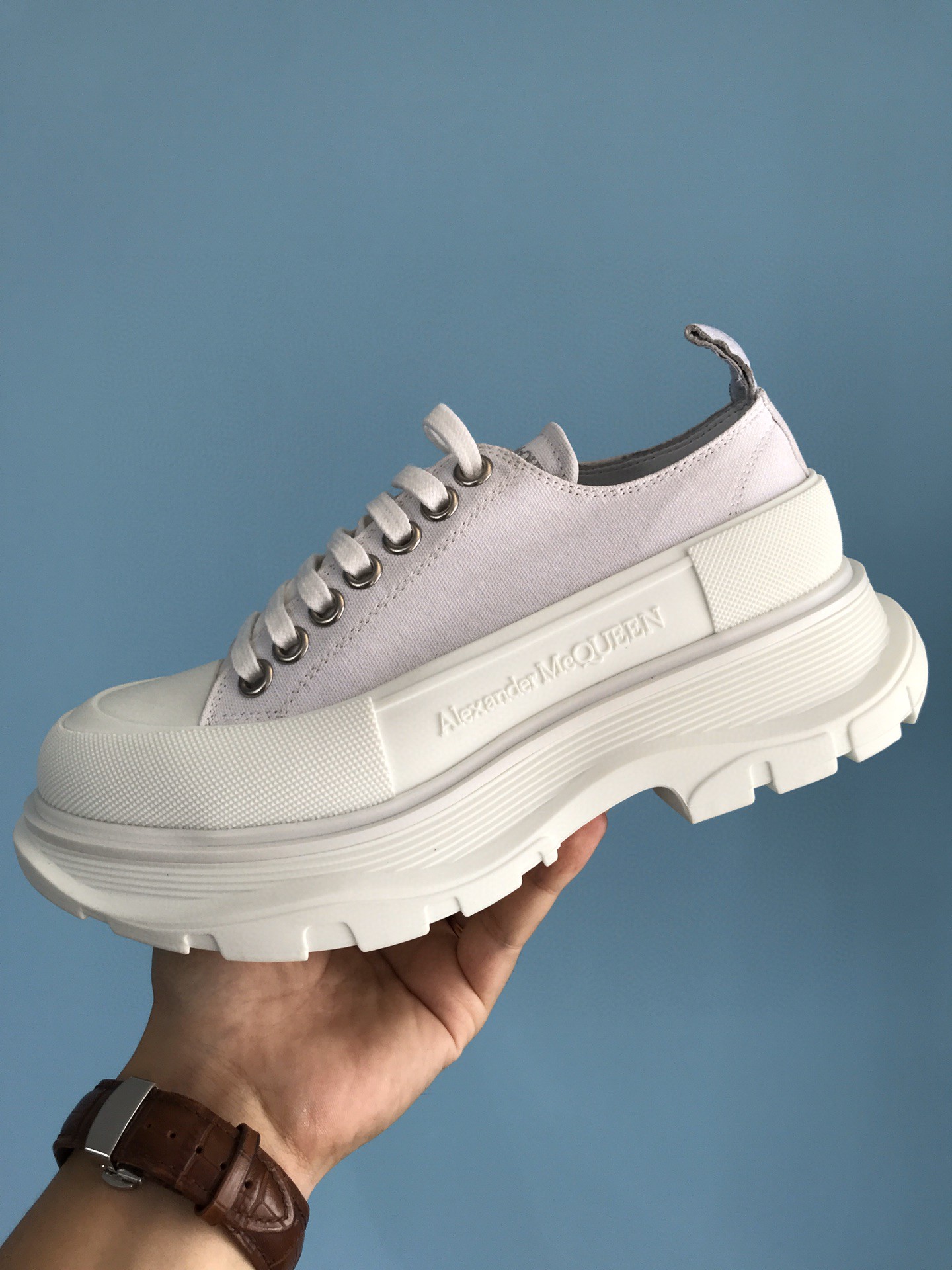 Alexander McQueen Tread Slick Lace Up Cotton White For Women 604257W4MV29000 - Soul Replicas