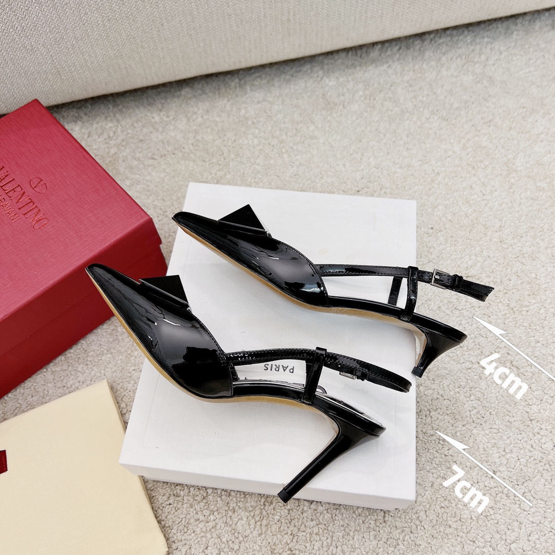 Valentino Garavani One Stud Patent Slingback Pump With Maxi Stud Black For Women - Soul Replicas