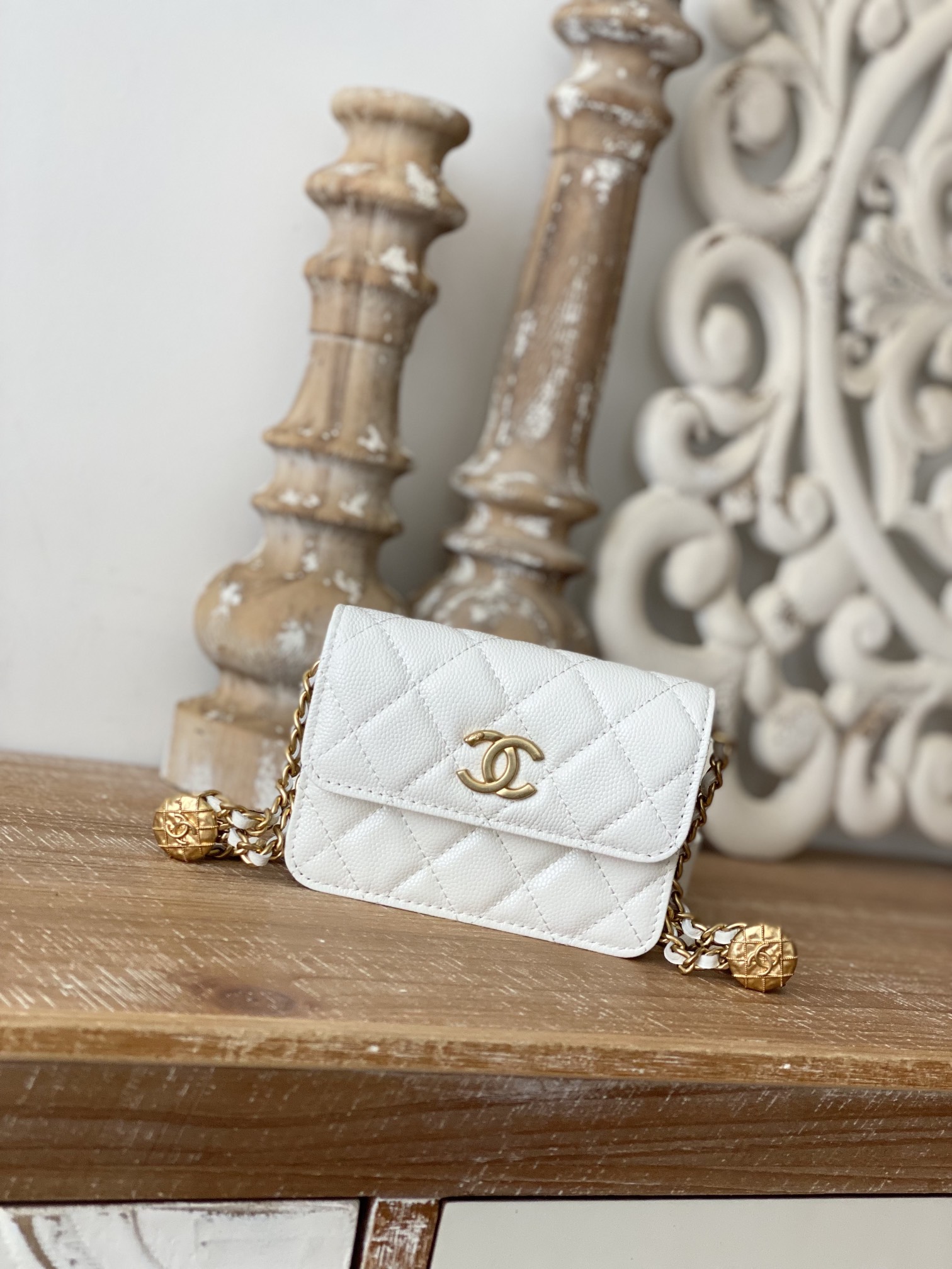 Chanel Clutch With Chain White For Women. Women-s Bags 4.8in/12.3cm - Soul Replicas