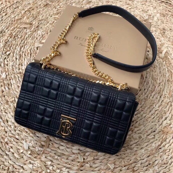 Burberry Quilted Medium Lola Bag Monogram Black For Women. Women-s Bags 11in/28cm 80217011 - Soul Replicas