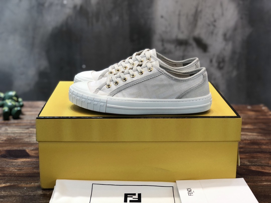 Fendi Domino Fabric Sneakers Grey For Women - Soul Replicas