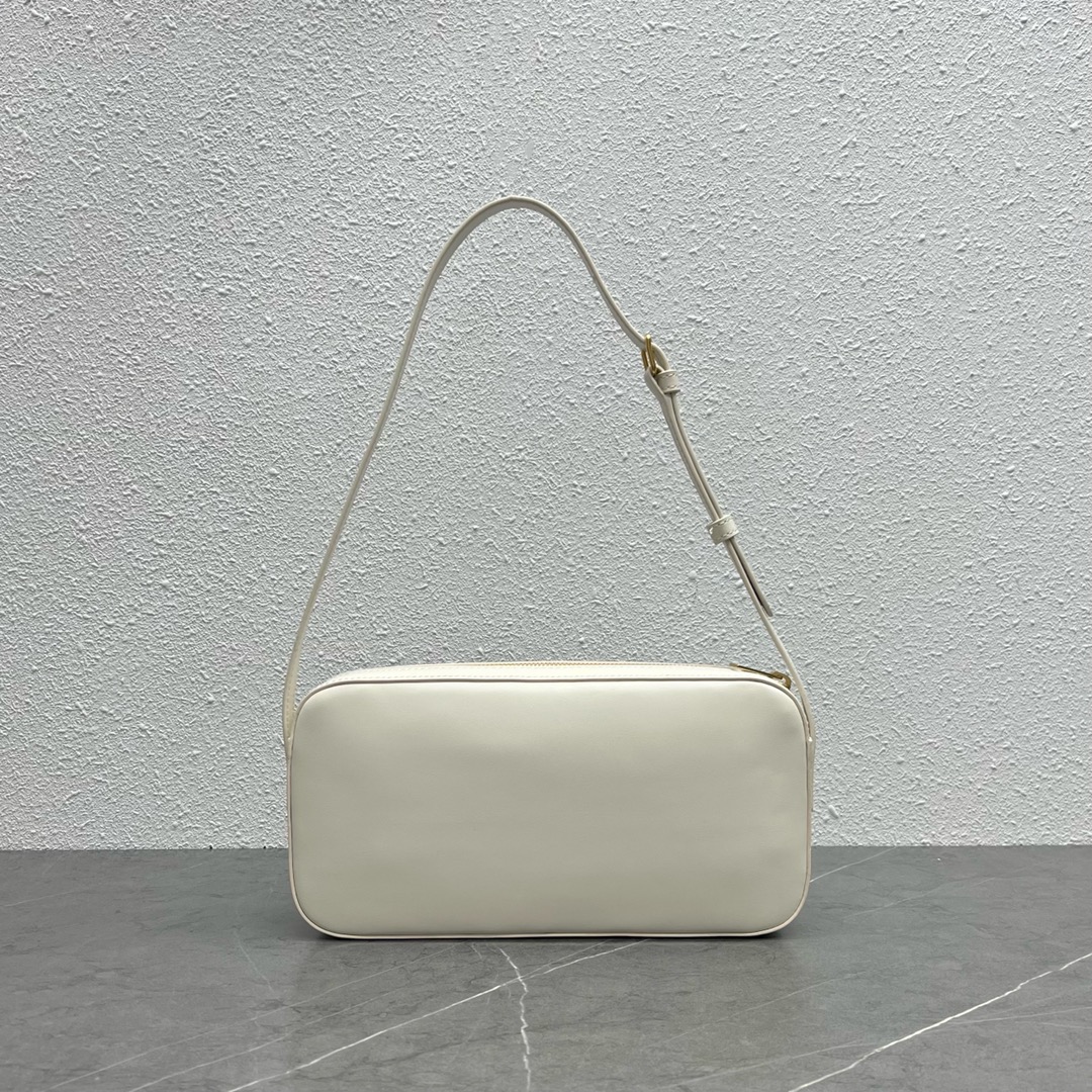 Celine Camera Shoulder Bag Cuir Triomphe White For Women 10in/26cm - Soul Replicas