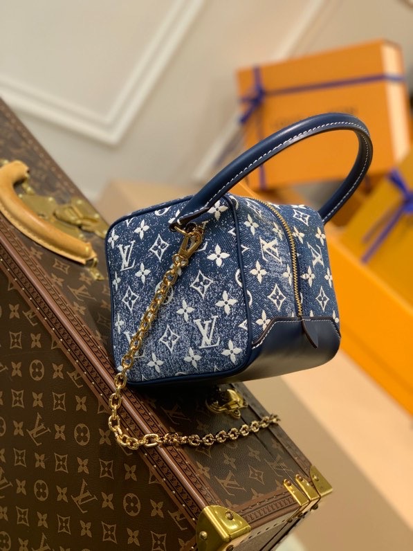 Louis Vuitton Square Bag Denim Jacquard Blue By Nicolas Ghesquiere For Women. Women-s Bags 6.3in/16cm LV M59611 - Soul Replicas