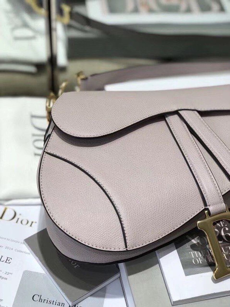 Christian Dior Saddle Bag Grained Canvas Light Pink For Women 19.5cm/7.6in CD - Soul Replicas