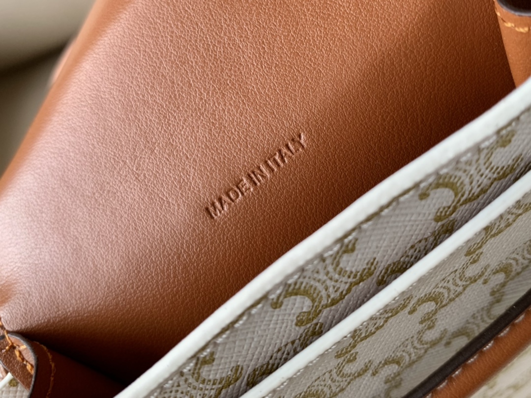 Celine Phone Pouch With Flap In Triomphe Canvas And Lambskin White/Tan For Women 7in/18cm 10G332CQD.01TA - Soul Replicas