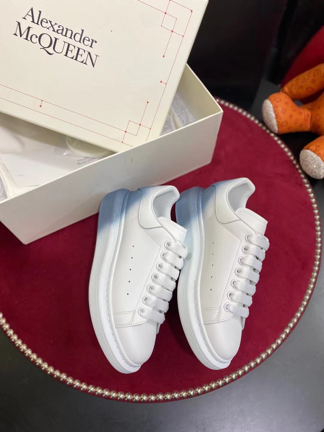 Alexander McQueen Oversized Sneaker White/Blue For Women - Soul Replicas