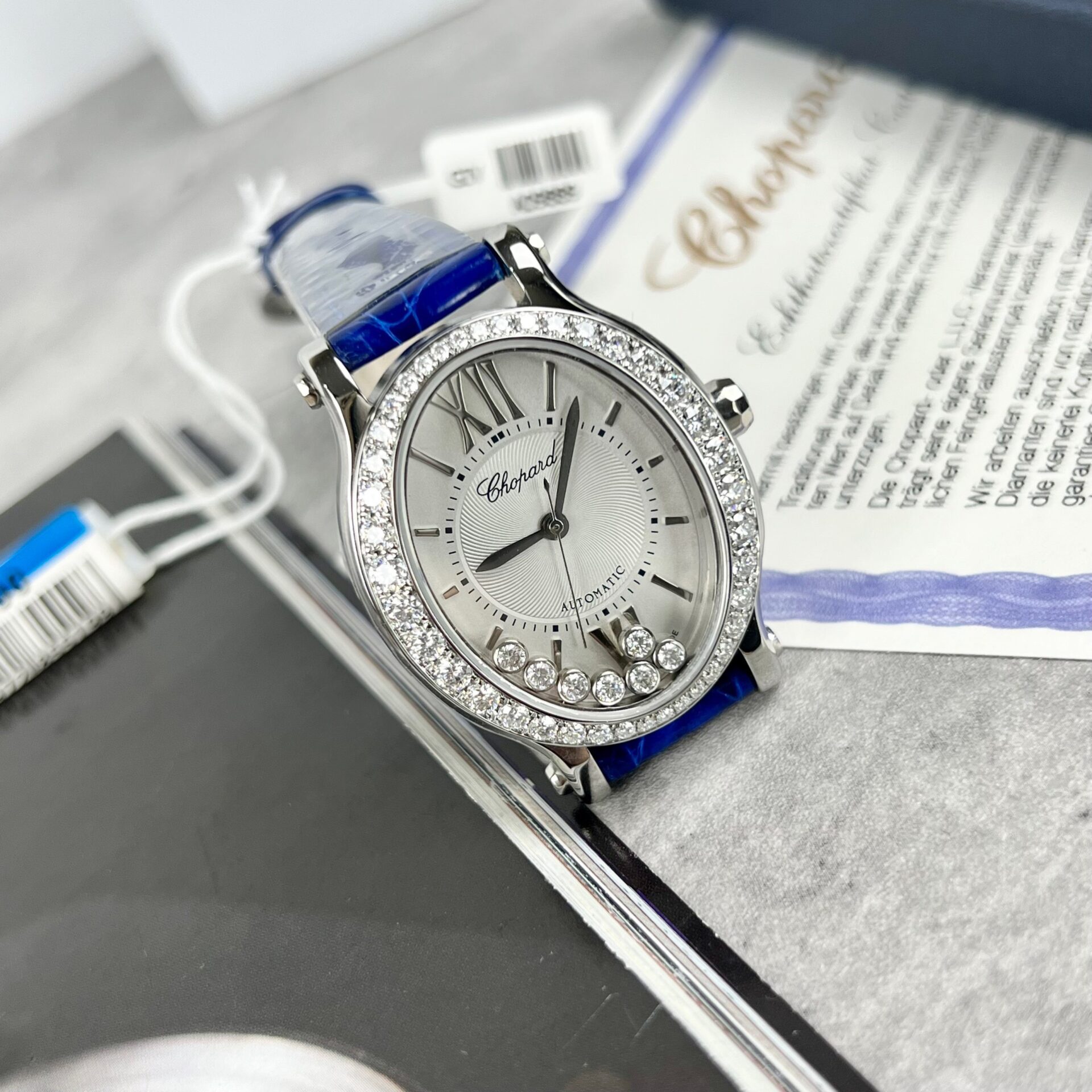 Chopard Women-s Replica Watch With Diamond Moissanite Blue 34mm - Soul Replicas