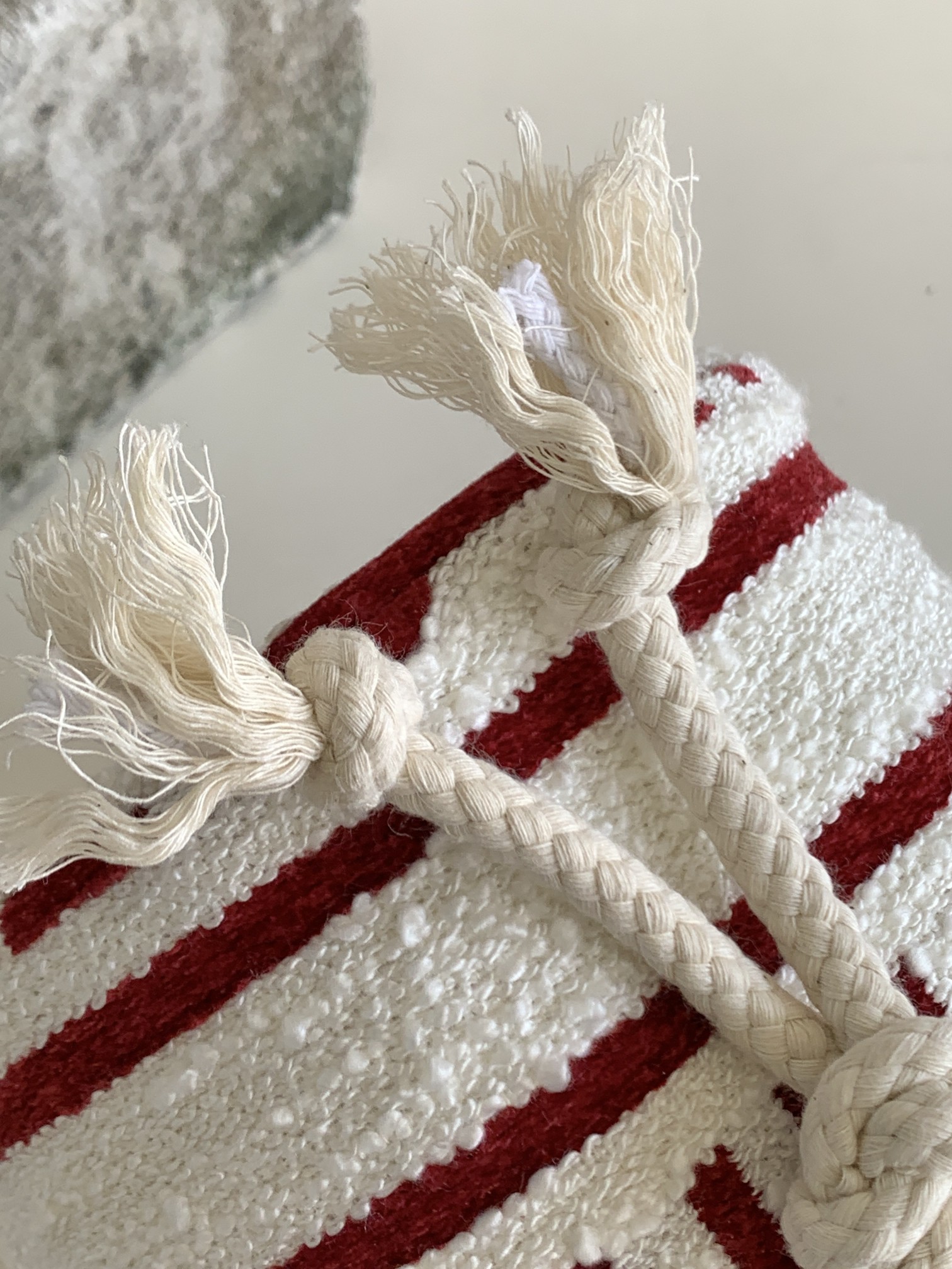 Celine Teen Drawstring In Textile With Celine All-Over White/Red For Women 7in/19cm - Soul Replicas