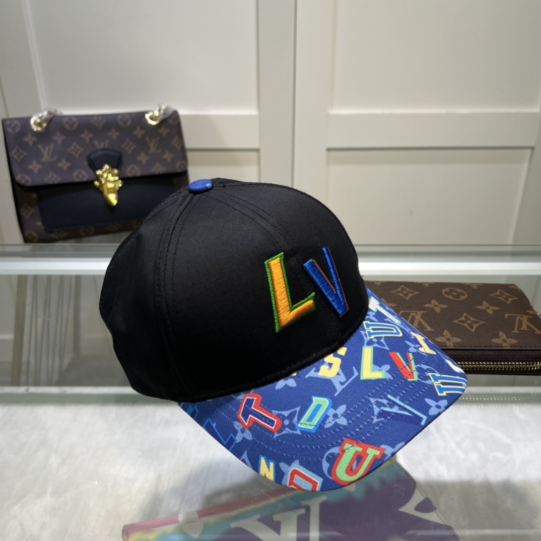 Louis Vuitton Embroidered Logo Baseball Cap Black LV Cap - Soul Replicas