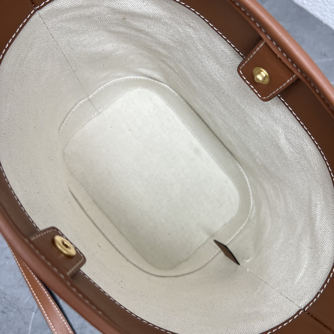 Celine Small Bucket Cuir Triomphe In Textile Natural / Tan For Women 9in/22cm 198242EFL.02NT - Soul Replicas