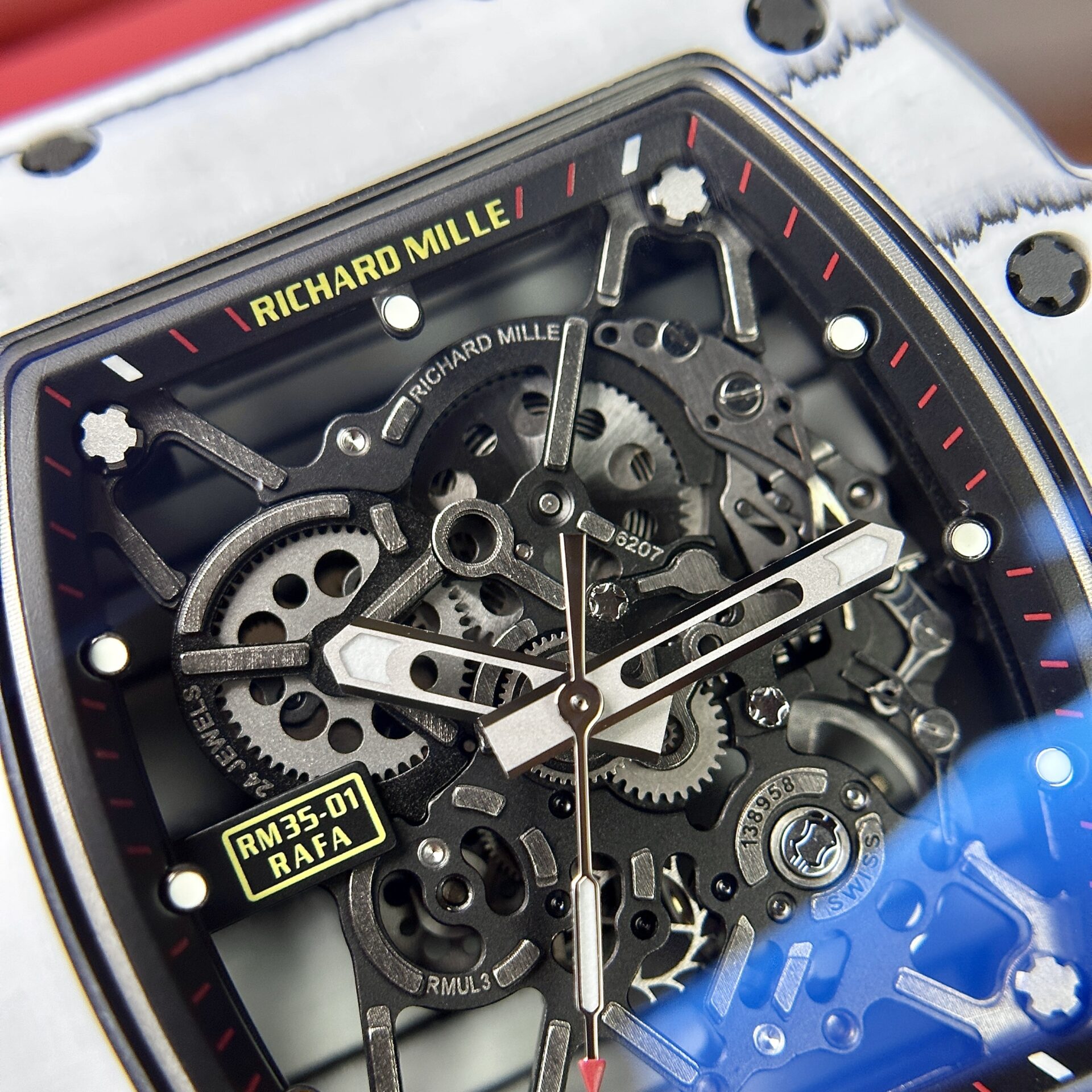 Richard Mille RM35-01 Rafael Nadal Red Rubber Strap Replica 1:1 Watch BBR Factory 42mm - Soul Replicas
