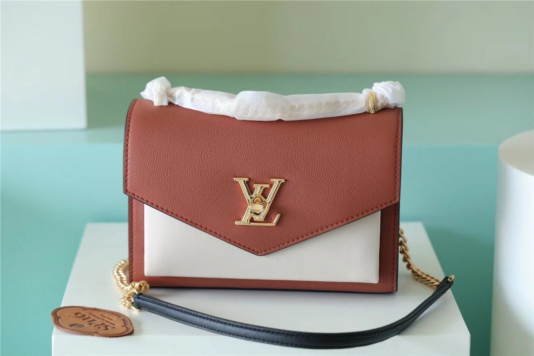 Louis Vuitton Mylockme Chain Bag Brown/ Quartz White For Women. Women-s Handbags. Shoulder and Crossbody Bags 8.9in/22.5cm LV - Soul Replicas