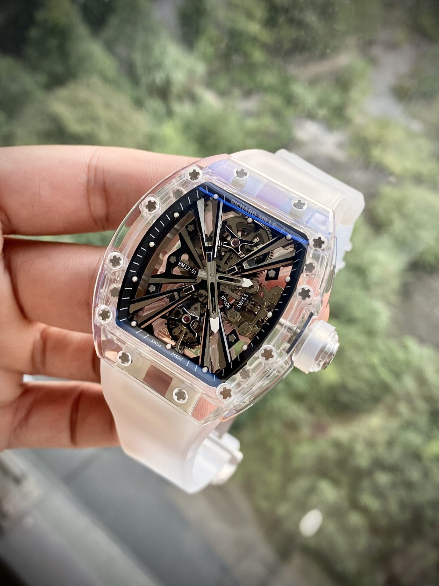 Richard Mille Replica Watch RM12-01 Tourbillon Sapphire Rubber Strap 44mm - Soul Replicas