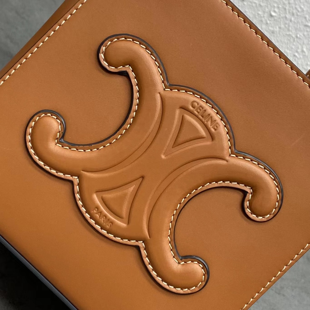 Celine Cube Bag Cuir Triomphe Square Tan For Women 6in/15cm  - Soul Replicas