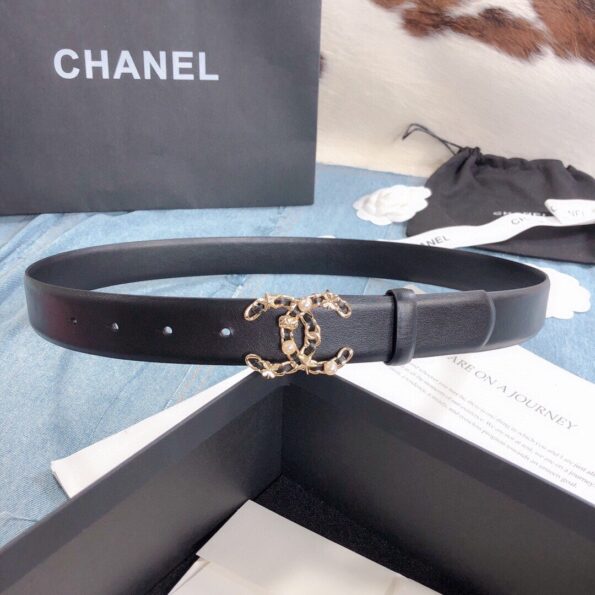 Chanel Belt With Double C Buckle Black Gold Toned Hardware Women Belt - Soul Replicas