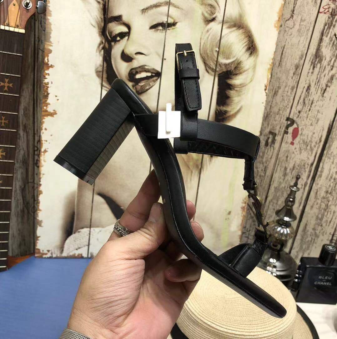 Yves Saint Laurent Women's Cassandra Heeled Sandals Black For Women YSL 658198DWETT1000 - Soul Replicas