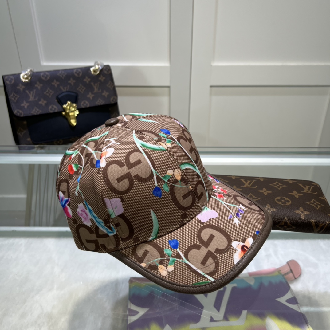 Gucci Jumbo Gucci Baseball Hat With Floral Embroidery Beige Gucci Hat 701845 3HAJM 2584 - Soul Replicas