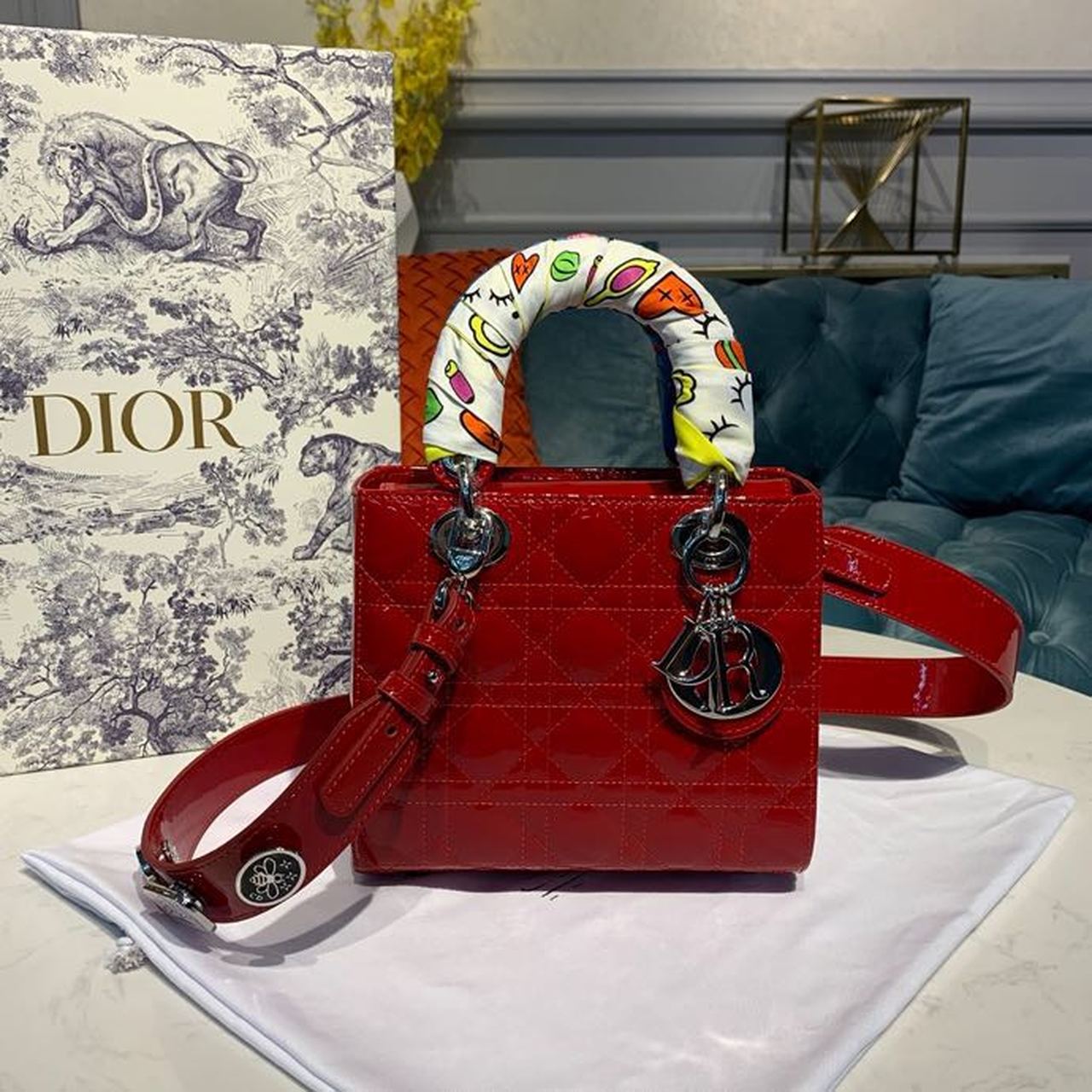 Christian Dior Small Lady Dior Bag Red Patent For Women 20cm/8in CD - Soul Replicas