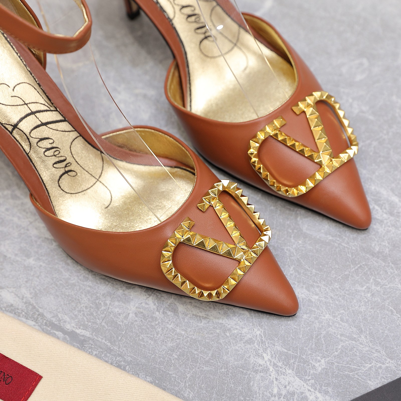 Valentino Garavani Rockstud Alcove Pumps Brown For Women - Soul Replicas